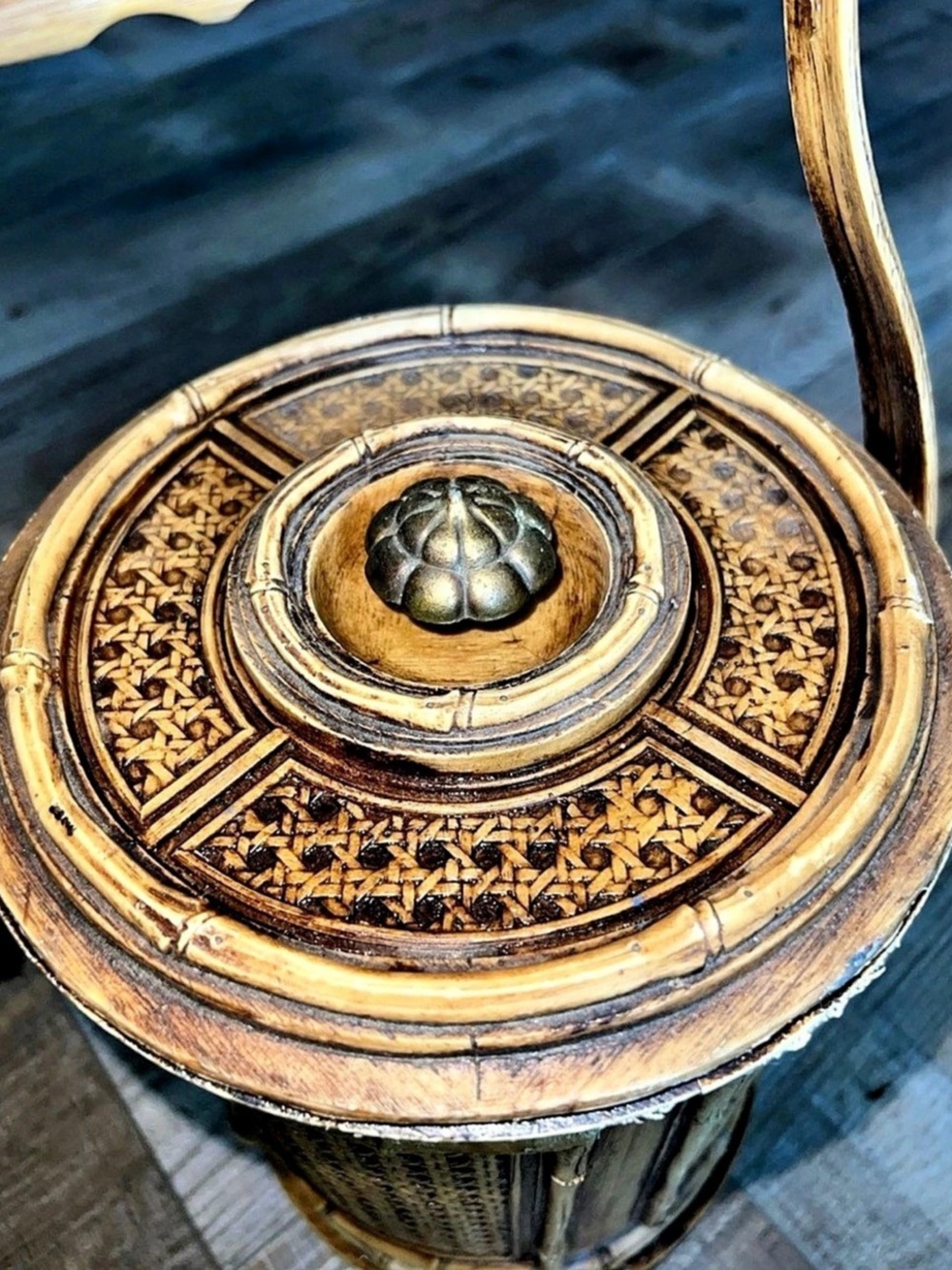 MCM Gold & Brown Decorative Ice Bucket Lidded Container - Picture 3 of 7